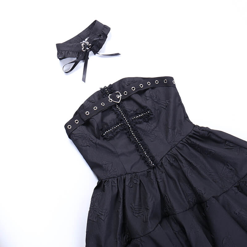 Punk goth cross jacquard dress