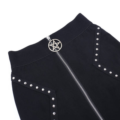 Punk goth star rivet pencil skirt ah0122