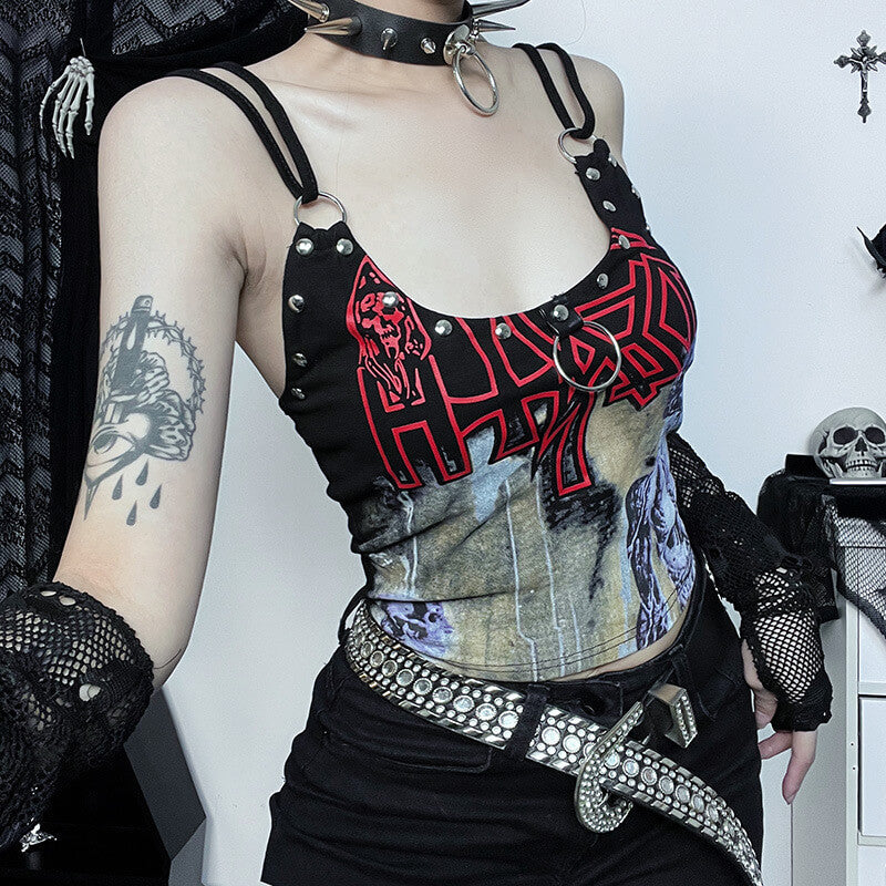 Punk rivet dark camisole