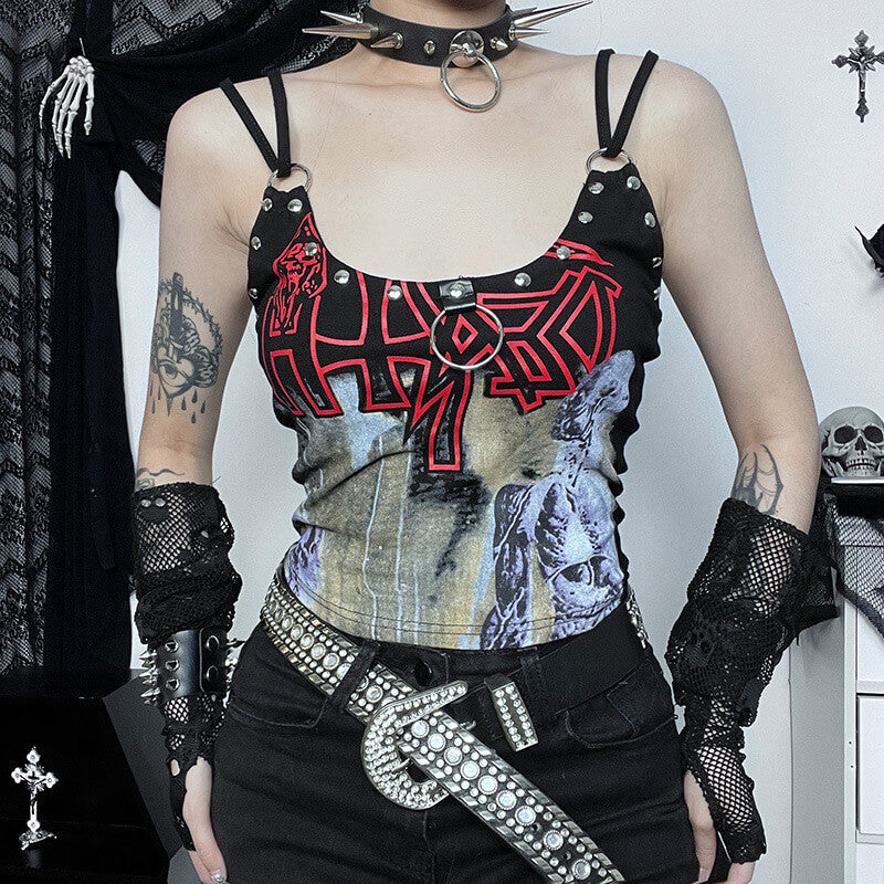 Punk rivet dark camisole