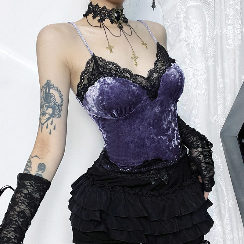 Purple velvet camisole Goth shirt