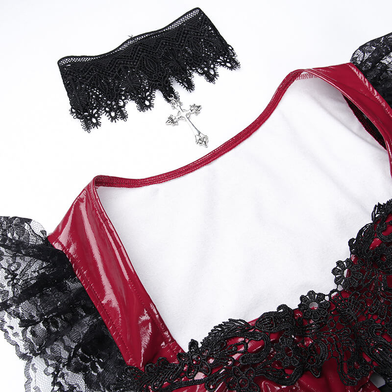 Red goth lace camisole