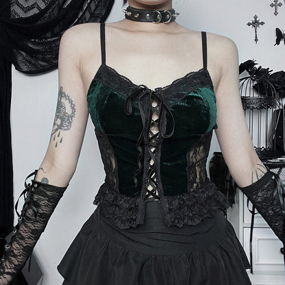 Ribbon lace camisole Goth shirt