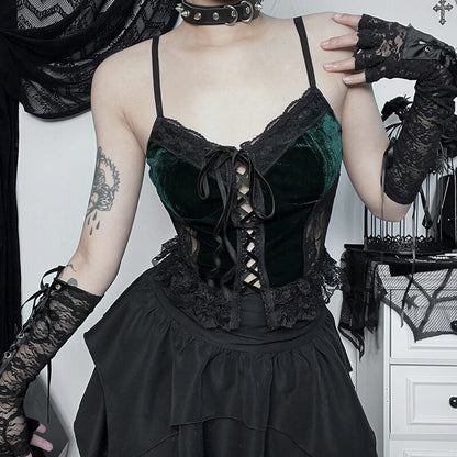 Ribbon lace camisole Goth shirt