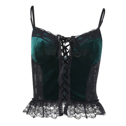 Ribbon lace camisole Goth shirt