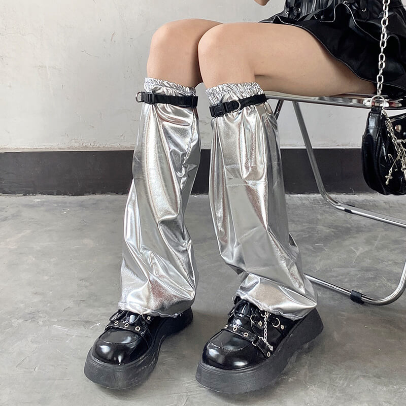 Silver Y2k leg warmers + leg bands c0110