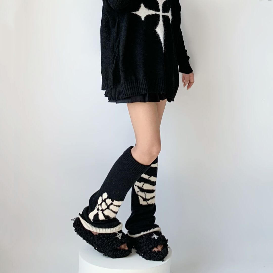 Skeleton darkness leg warmers c0171