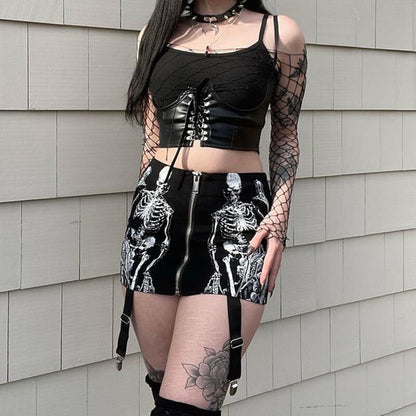 Skeleton gothic pencil skirt