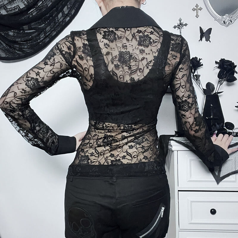 Spicy see-through lace blouse
