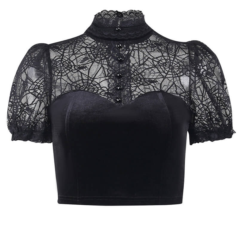 Spider goth lace top