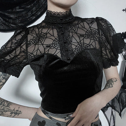 Spider goth lace top