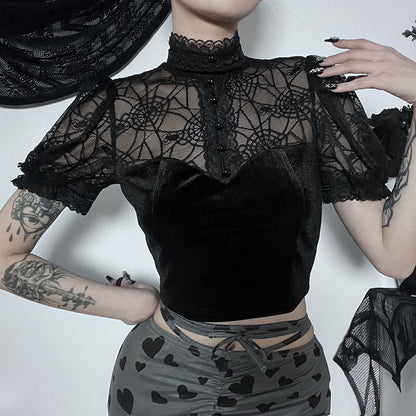 Spider goth lace top