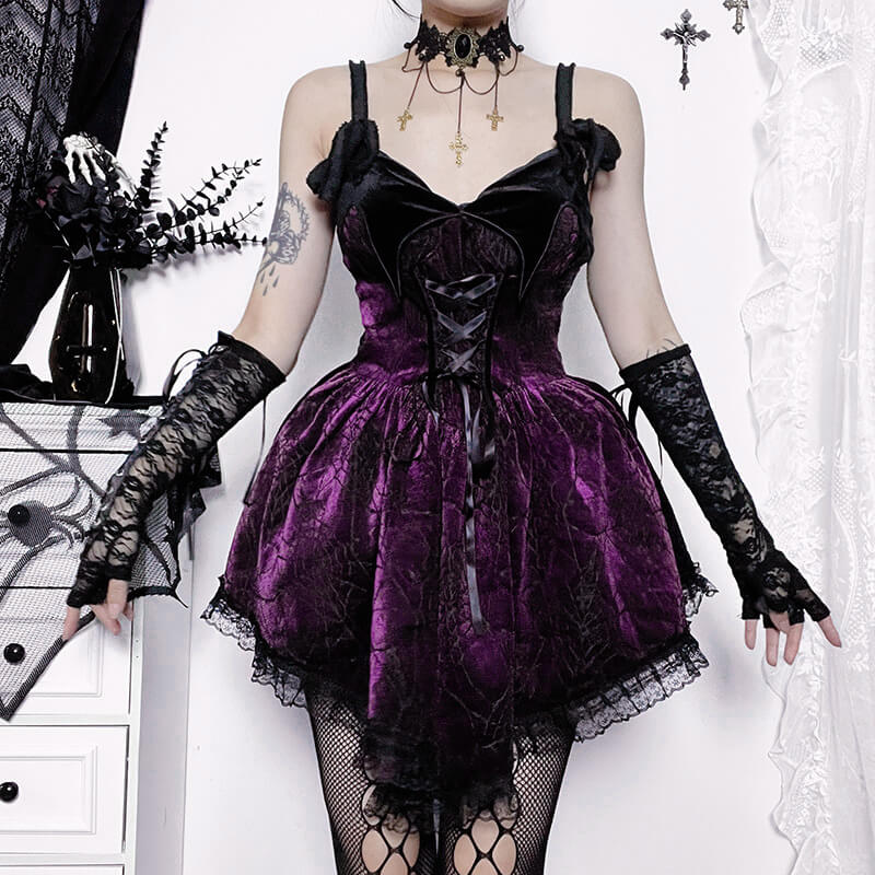 Spider purple dress Goth dress