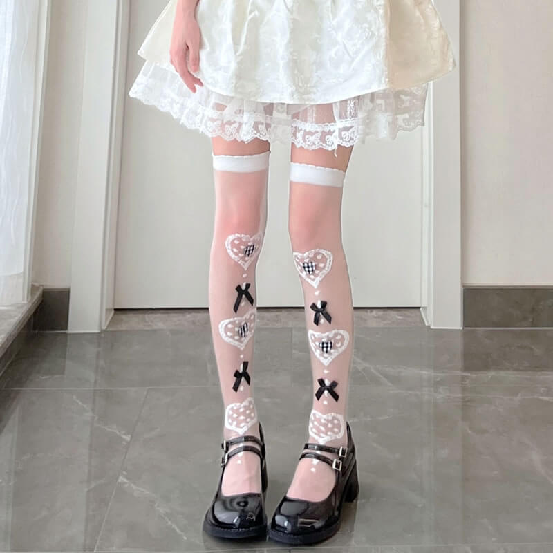 Sweet lolita hearts stockings c0152