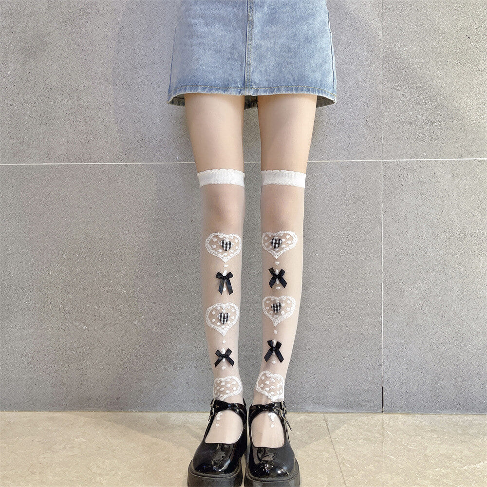 Sweet lolita hearts stockings c0152