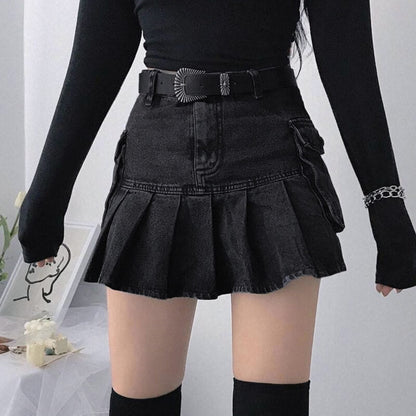 Vintage black denim skirt om0038