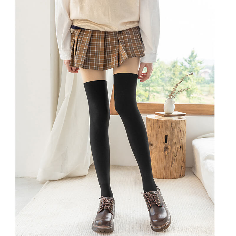 Winter warm fleece classic vintage stockings-effect tights c0022