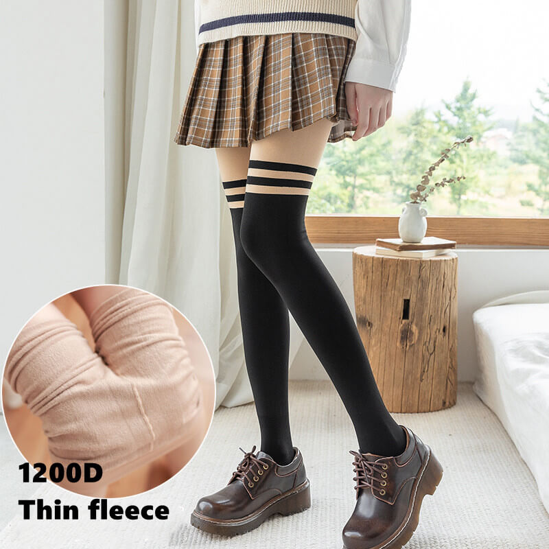 Winter warm fleece classic vintage stockings-effect tights c0022