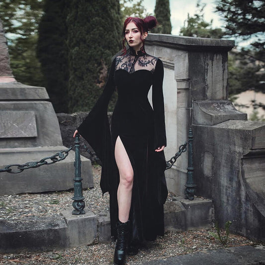 Witch dark long slit dress