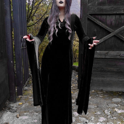 Witch dark long slit dress