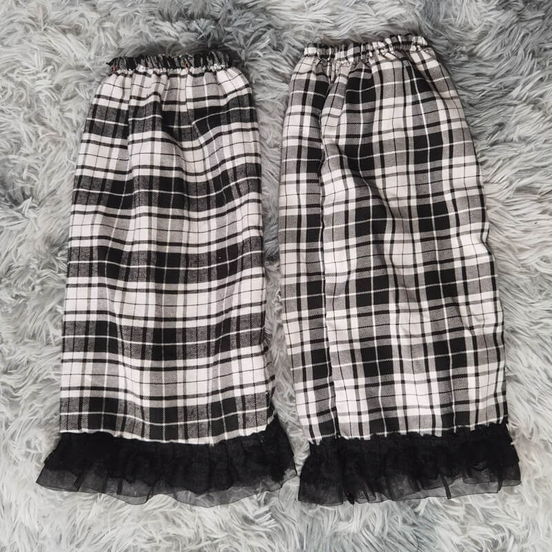 Y2k plaid lace gored skirts /leg warmers ah0069