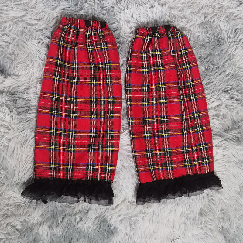 Y2k plaid lace gored skirts /leg warmers ah0069