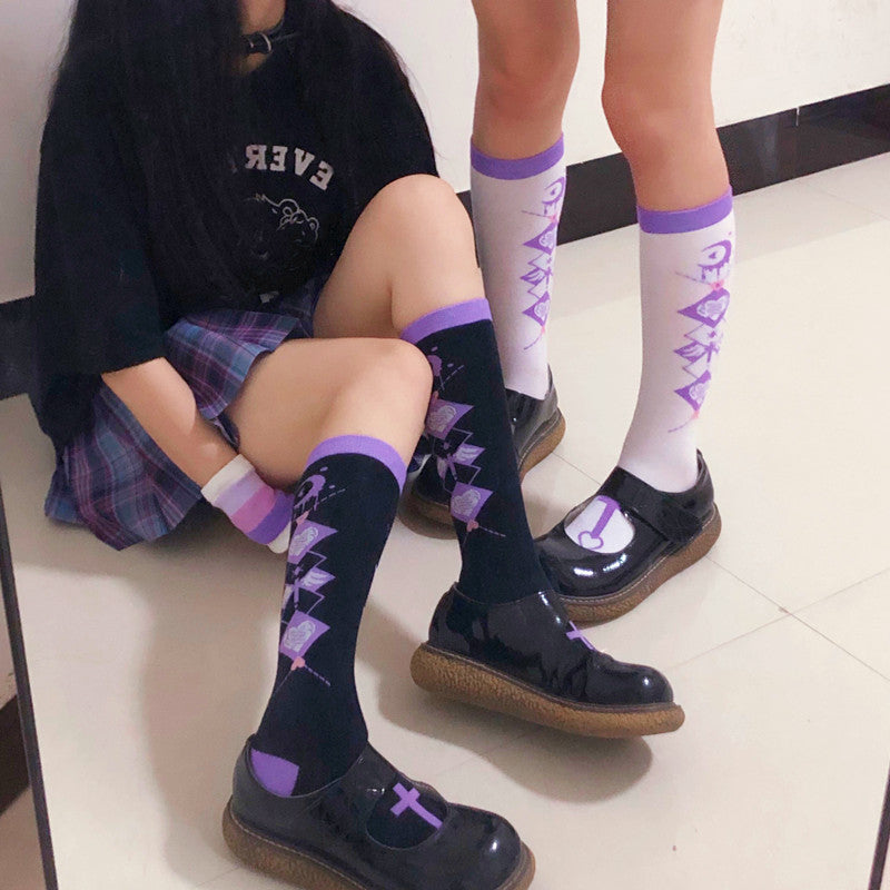 Harajuku Egirl purple moon stockings C00700