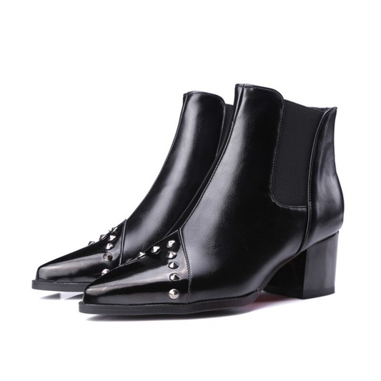 Elegant Women's Pointed Thick Ankle Boots / Casual Ladies Shoes with Spikes