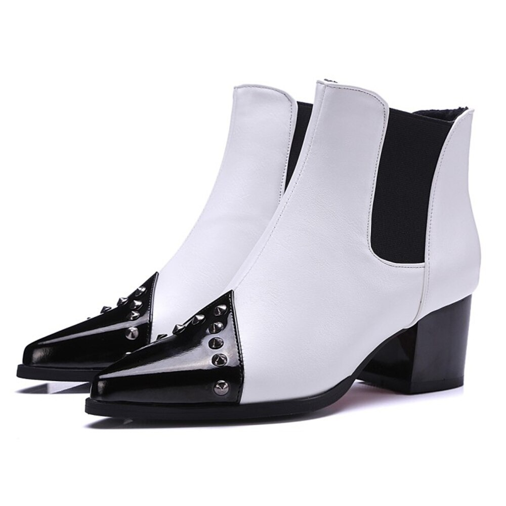 Elegant Women's Pointed Thick Ankle Boots / Casual Ladies Shoes with Spikes