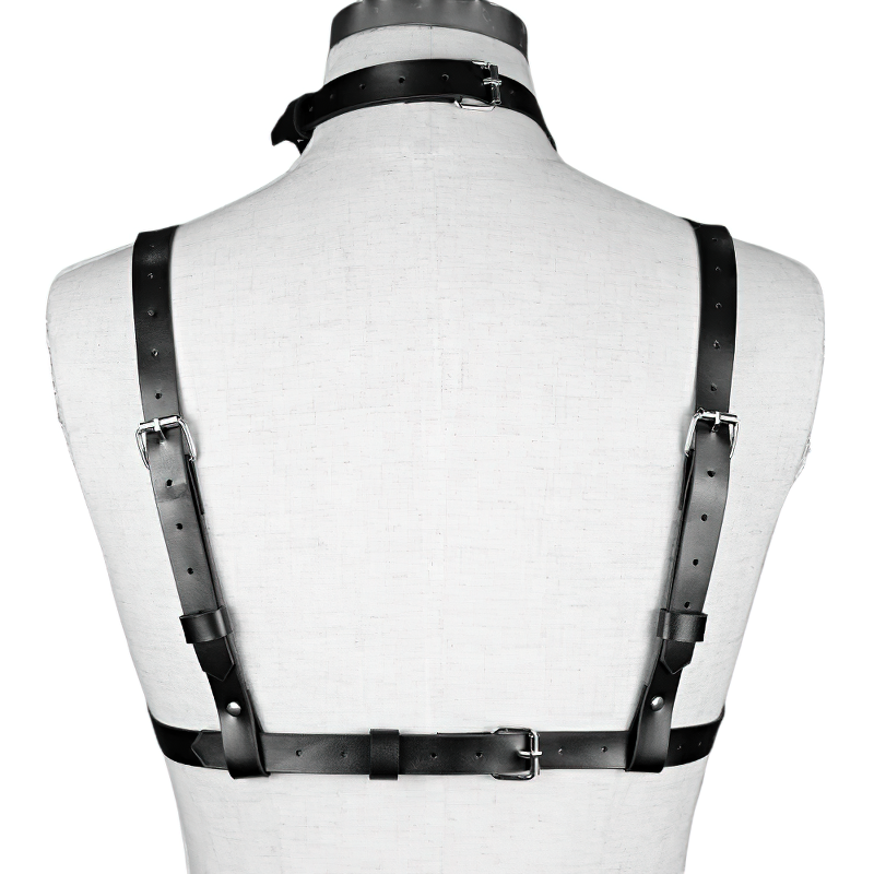 Erotic Women's PU Leather Body Harness / Sexy Gothic Lingerie Bra