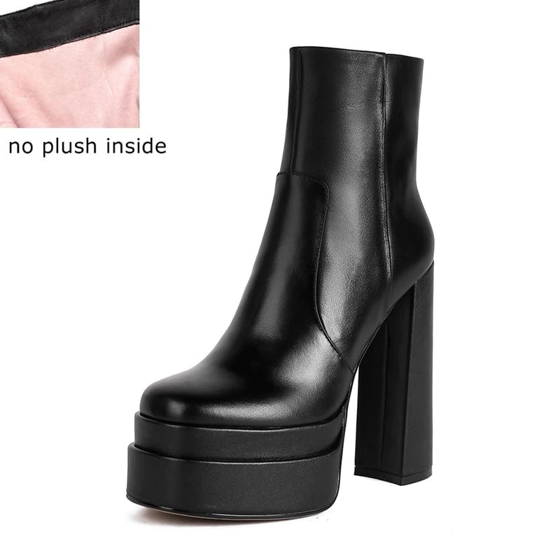 Fashion Comfortable Genuine Leather Ankle Boots / Women's Waterproof High Heel Shoes