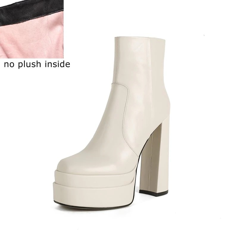 Fashion Comfortable Genuine Leather Ankle Boots / Women's Waterproof High Heel Shoes