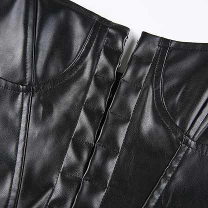 Fashion PU Leather Sleeveless Tank Top / Sexy Women's Corset Crop Top
