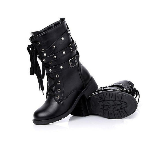 Fashion Punk-Gothic Style Lace up Black Boots / Belts Round / Women's Steampunk Boots