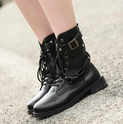 Fashion Punk-Gothic Style Lace up Black Boots / Belts Round / Women's Steampunk Boots