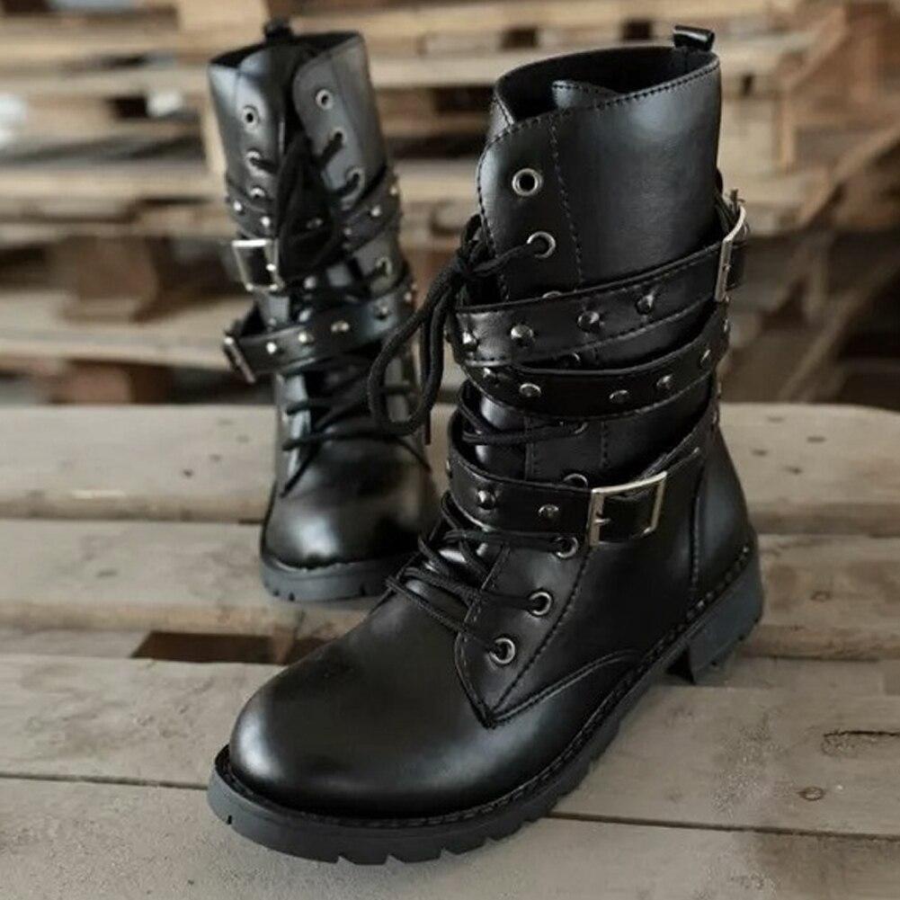 Fashion Punk-Gothic Style Lace up Black Boots / Belts Round / Women's Steampunk Boots