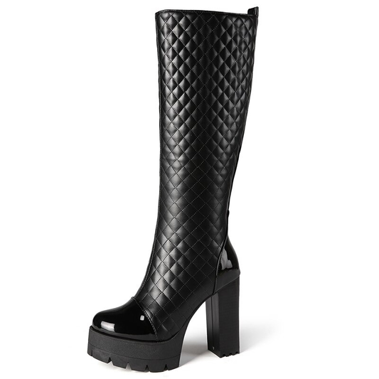 Fashion Women High Heels Knee High Boots / PU Leather Platform Long Shoes