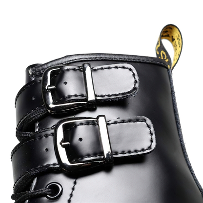 Fashion Women's Boots Of Buckle Belt And Zipper / Female Stylish Footwear Of PU Leather