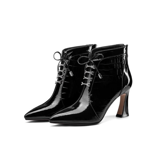 Fashion Women's High Heels Ankle Boots / Genuine Leather Point Toe Short Boots