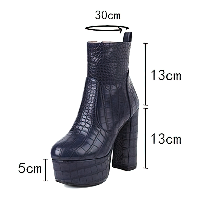 Fashion Women's Square High Heel Shoes with Crocodile Print / Alternative style Ankle Boots Rubber Sole