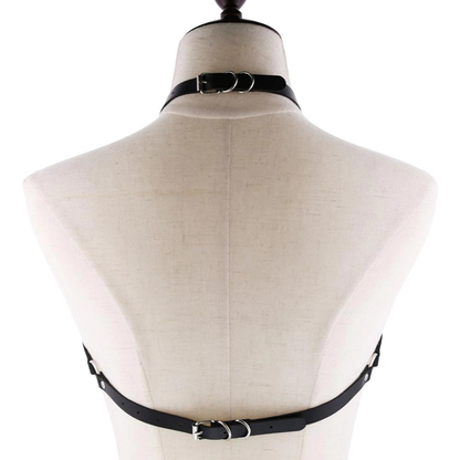 Gothic Body Bra for Women / Sexy PU Leather Body Harness / Necklace Body Harness Chain