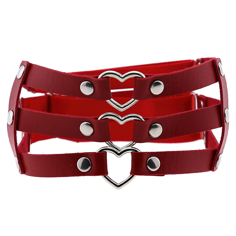 Gothic Elastic Leg Ring Harness with Metal Heart / Women's Synthetic Leather Harness