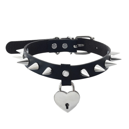 Gothic Heart Chocker With Spikes / PU Leather Collar For Men and Women