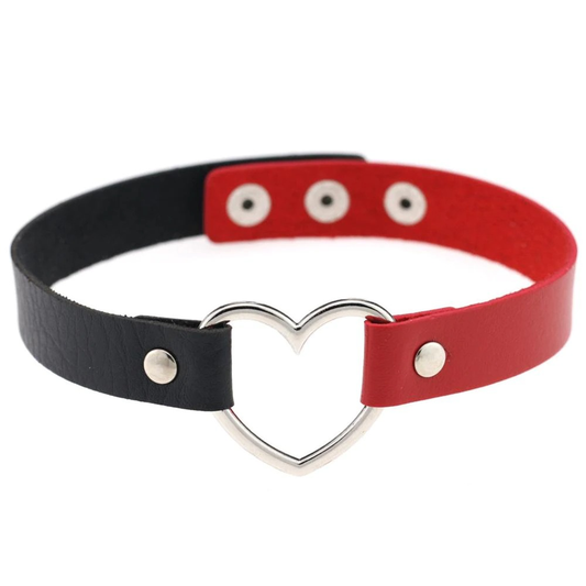Gothic PU Leather Choker Necklace for Women / Vintage Collar with Heart in Two Color