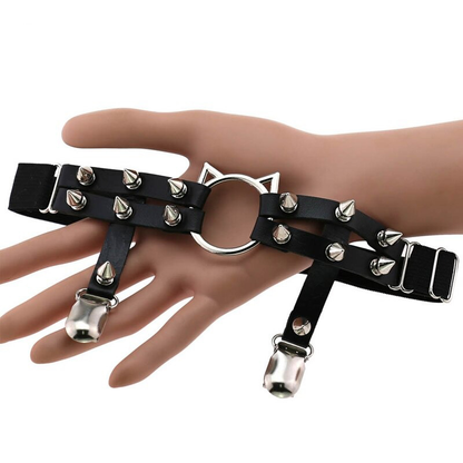 Gothic PU Leather Leg Garter with Cat Head & Spikes / Body Harness Women's Accessories