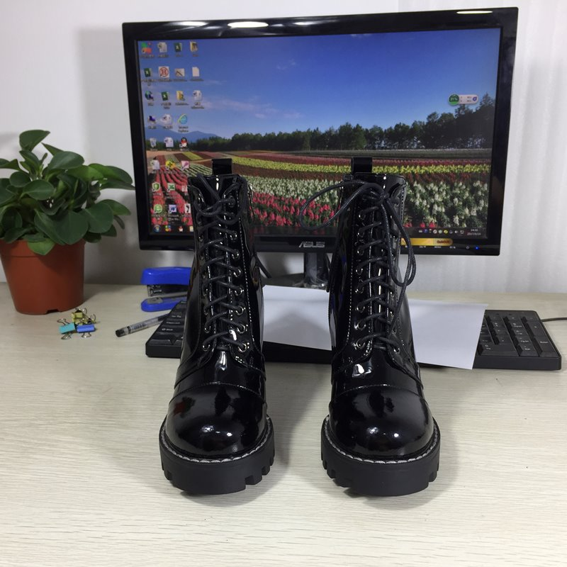 High Quality Genuine Leather Boots for Women / Lace-Up Autumn and Winter Ankle Boots with Platform