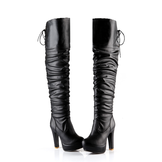 High Quality Over Knee Boots With PU Leather / Sexy Woman's Shoes