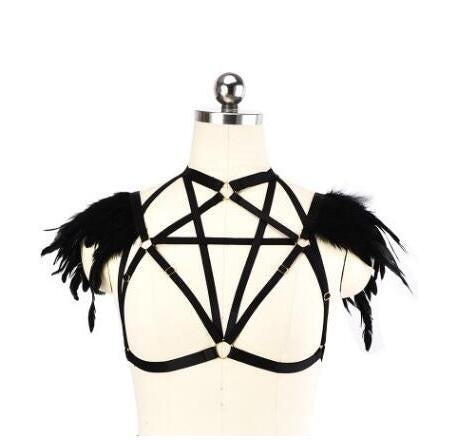 Hollow black elastic harness / Gothic clothing / Alternative fashion