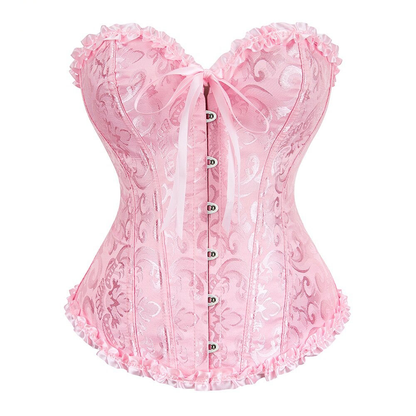 Lace-Up Gothic Corset / Floral Plus Size Corset For Women With Thong Outfit Waist
