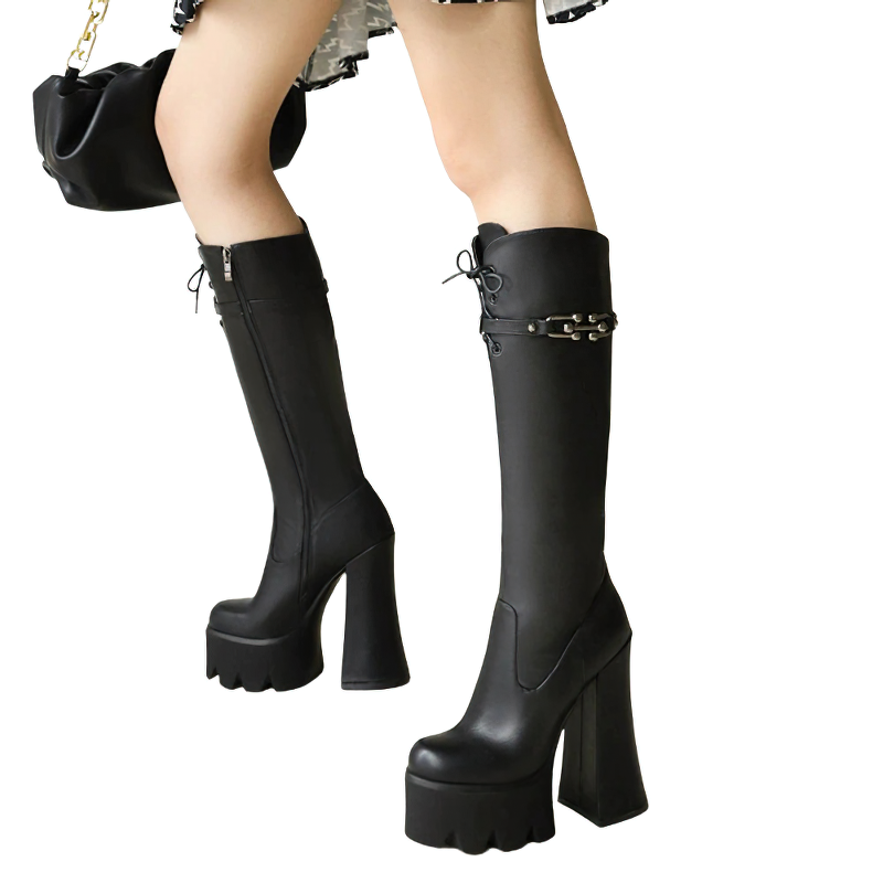 Luxury Platform Of High Heels For Women / Female Fashion Gothic Boots / Casual Footwear